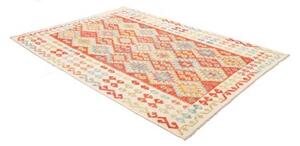 Tappeto Kilim Geometrico Avorio Rosso Mattone 176x242 Cm