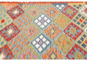 Tappeto Kilim Geometrico Rosso Mattone Celeste 170x245 Cm