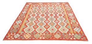 Tappeto Kilim Geometrico Rosso Multicolore 184x246 Cm