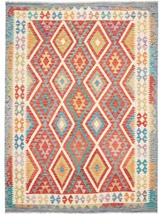 Tappeto Kilim Geometrico Rosso Avorio 178x241 Cm