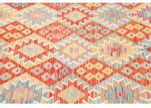 Tappeto Kilim Geometrico Avorio Rosso Mattone 176x242 Cm