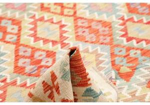 Tappeto Kilim Geometrico Avorio Rosso Mattone 176x242 Cm