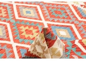 Tappeto Kilim Geometrico Rosso Avorio 178x241 Cm