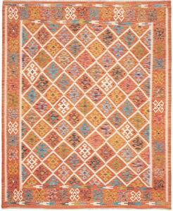 Tappeto Kilim Geometrico Arancione Beige 201x242 Cm