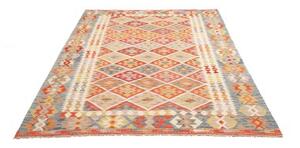 Tappeto Kilim Geometrico Rosso Beige 178x247 Cm