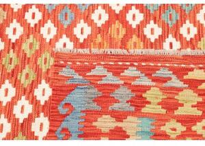 Tappeto Kilim Geometrico Rosso Arancione 182x239 Cm