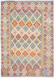Tappeto Kilim Geometrico Blu Rosso 174x242 Cm