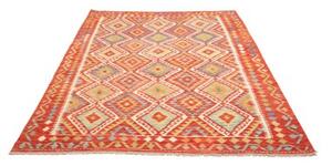 Tappeto Kilim Geometrico Rosso Mattone Avorio 169x246 Cm