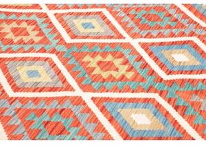 Tappeto Kilim Geometrico Rosso Avorio 178x241 Cm