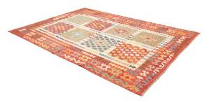 Tappeto Kilim Geometrico Rosso Mattone Azzurro 200x287 Cm