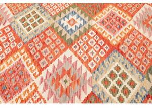 Tappeto Kilim Geometrico Arancione Beige 203x300 Cm