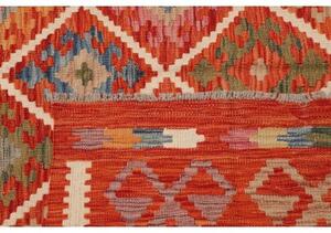 Tappeto Kilim Geometrico Rosso Mattone Bianco 209x299 Cm
