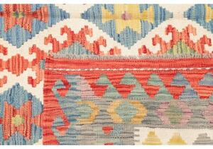 Tappeto Kilim Geometrico Rosso Corallo Blu 195x299 Cm