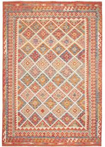 Tappeto Kilim Geometrico Rosso Mattone Beige 205x294 Cm
