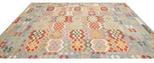 Tappeto Kilim Geometrico Celeste Multicolore Quadrato 317x291 Cm