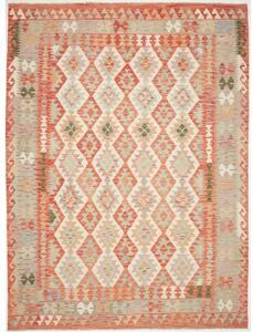 Tappeto Kilim Stilizzato Rosso Mattone Avorio 207x290 Cm