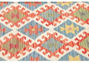Tappeto Kilim Geometrico Rosso Corallo Blu 195x299 Cm
