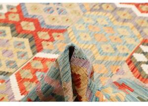 Tappeto Kilim Geometrico Celeste Multicolore Quadrato 317x291 Cm