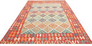 Tappeto Kilim Geometrico Rosso Azzurro 205x289 Cm