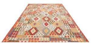 Tappeto Kilim Geometrico Rosso Mattone Beige 211x313 Cm