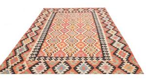 Tappeto Kilim Geometrico Mattone Nero 202x293 Cm