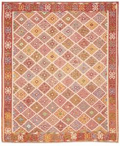 Tappeto Kilim Geometrico Rosso Multicolore 248x294 Cm