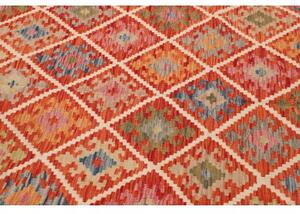 Tappeto Kilim Geometrico Rosso Mattone Bianco 209x299 Cm