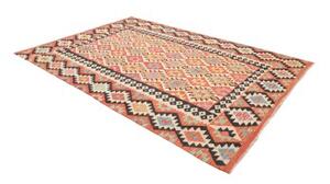 Tappeto Kilim Geometrico Mattone Nero 202x293 Cm
