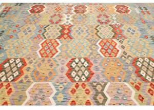 Tappeto Kilim Geometrico Celeste Multicolore Quadrato 317x291 Cm