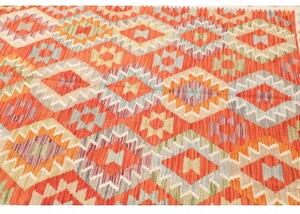 Tappeto Kilim Geometrico Arancione Avorio 204x294 Cm