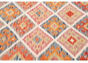 Tappeto Kilim Geometrico Rosso Mattone Beige 205x294 Cm