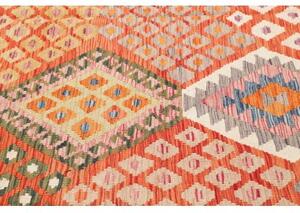 Tappeto Kilim Geometrico Arancione Rosso 209x298 Cm