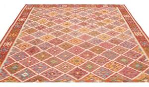 Tappeto Kilim Geometrico Rosso Multicolore 248x294 Cm