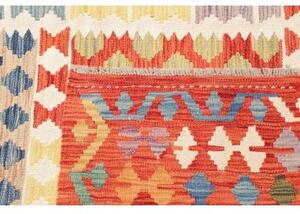 Tappeto Kilim Geometrico Rosso Mattone Azzurro 200x287 Cm