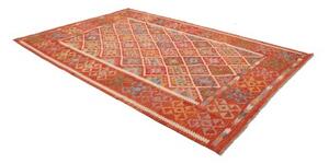 Tappeto Kilim Geometrico Rosso Mattone Bianco 209x299 Cm