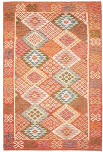 Tappeto Kilim Geometrico Arancione Beige 203x300 Cm