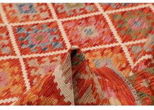 Tappeto Kilim Geometrico Rosso Mattone Bianco 209x299 Cm