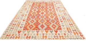 Tappeto Kilim Geometrico Arancione Avorio 204x294 Cm