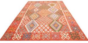 Tappeto Kilim Geometrico Arancione Rosso 209x298 Cm