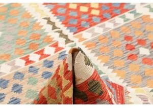 Tappeto Kilim Geometrico Rosso Mattone Azzurro 200x287 Cm