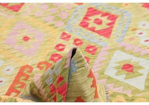 Tappeto Kilim Geometrico Verde Chiaro Rosso Corallo 182x245 Cm