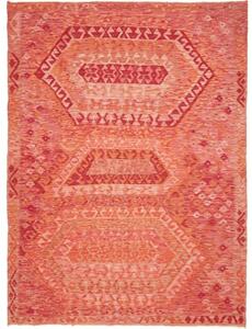Tappeto Kilim Geometrico Rosso Arancione 182x240 Cm