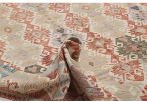 Tappeto Kilim Geometrico Rosso Mattone Avorio 302x486 Cm