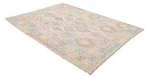 Tappeto Kilim Geometrico Verde Salvia Viola Chiaro 186x243 Cm