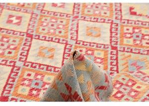 Tappeto Kilim Geometrico Azzurro Rosso Mattone 177x246 Cm