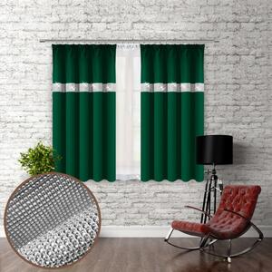 Tenda con nastro e zirconi 140x160 cm verde bottiglia