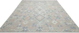 Tappeto Kilim Geometrico Blu Azzurro Beige 255x293 Cm