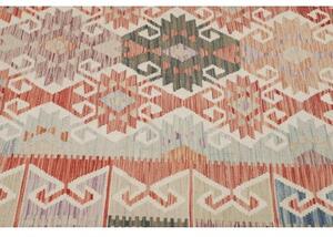 Tappeto Kilim Geometrico Rosso Mattone Avorio 302x486 Cm