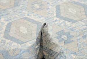 Tappeto Kilim Geometrico Celeste Grigio Chiaro 267x305 Cm