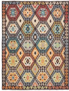 Tappeto Kilim Geometrico Marrone Scuro Multicolore 183x246 Cm